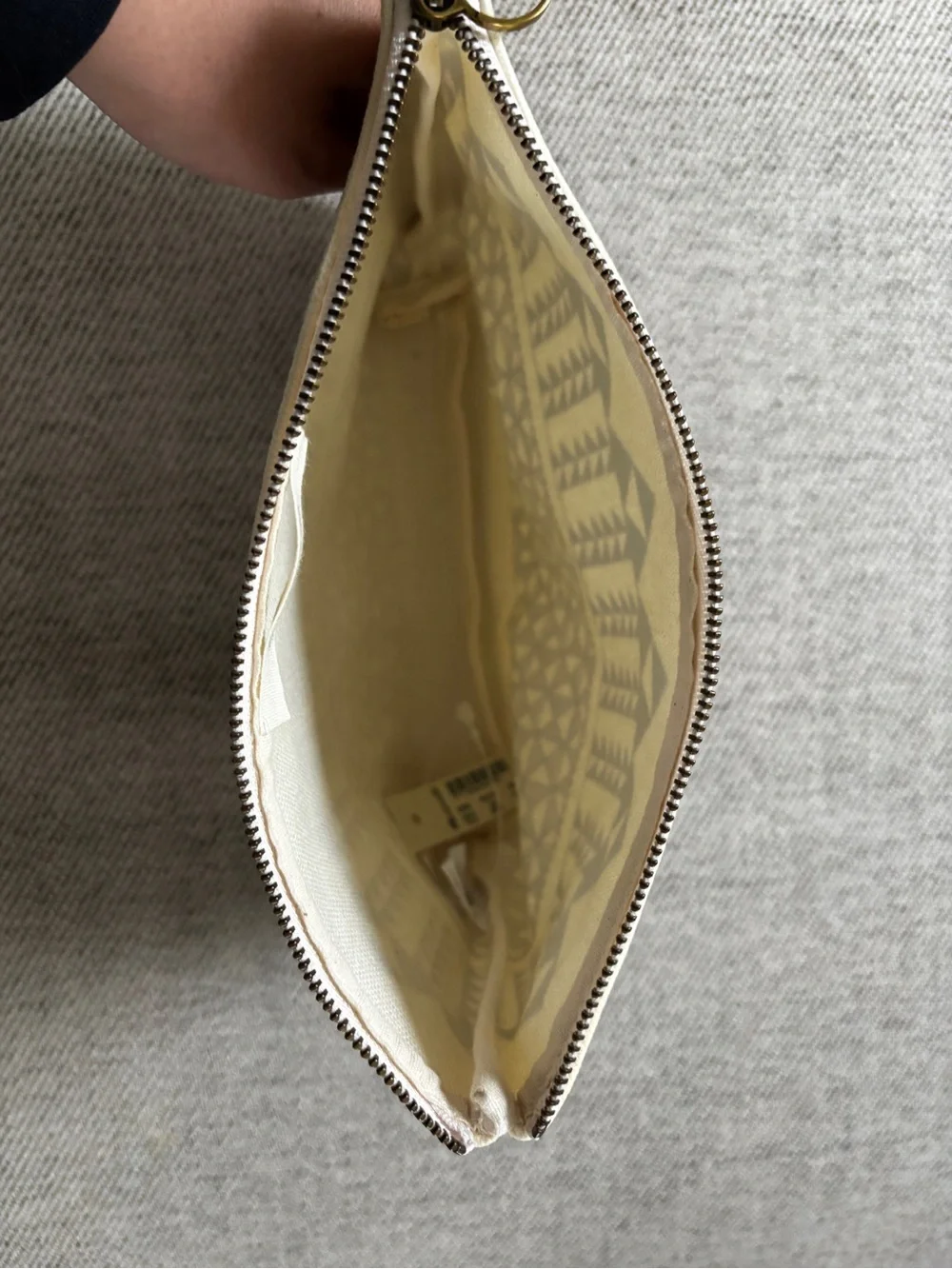 NWT Madewell Zippered Pouch Cosmetic Case Blue White Triangle